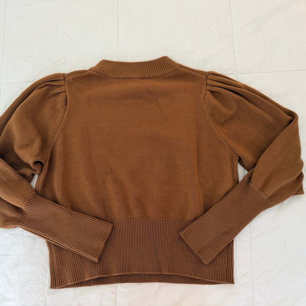 French Connection Jamie Cotton Puff-Sleeve Sweater Size L - Picture 2 of 3